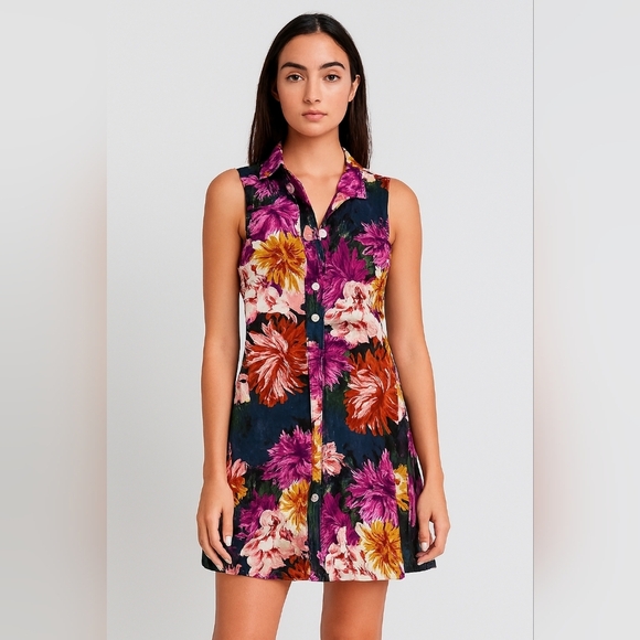 2/$30 Cupio Pink Orange Sleeveless Button Down Preppy Clueless Dress (#477) - Picture 1 of 11